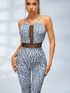 🖤ZASUWA Female Sexy Fishnet Snake Print Backless Jumpsuits
