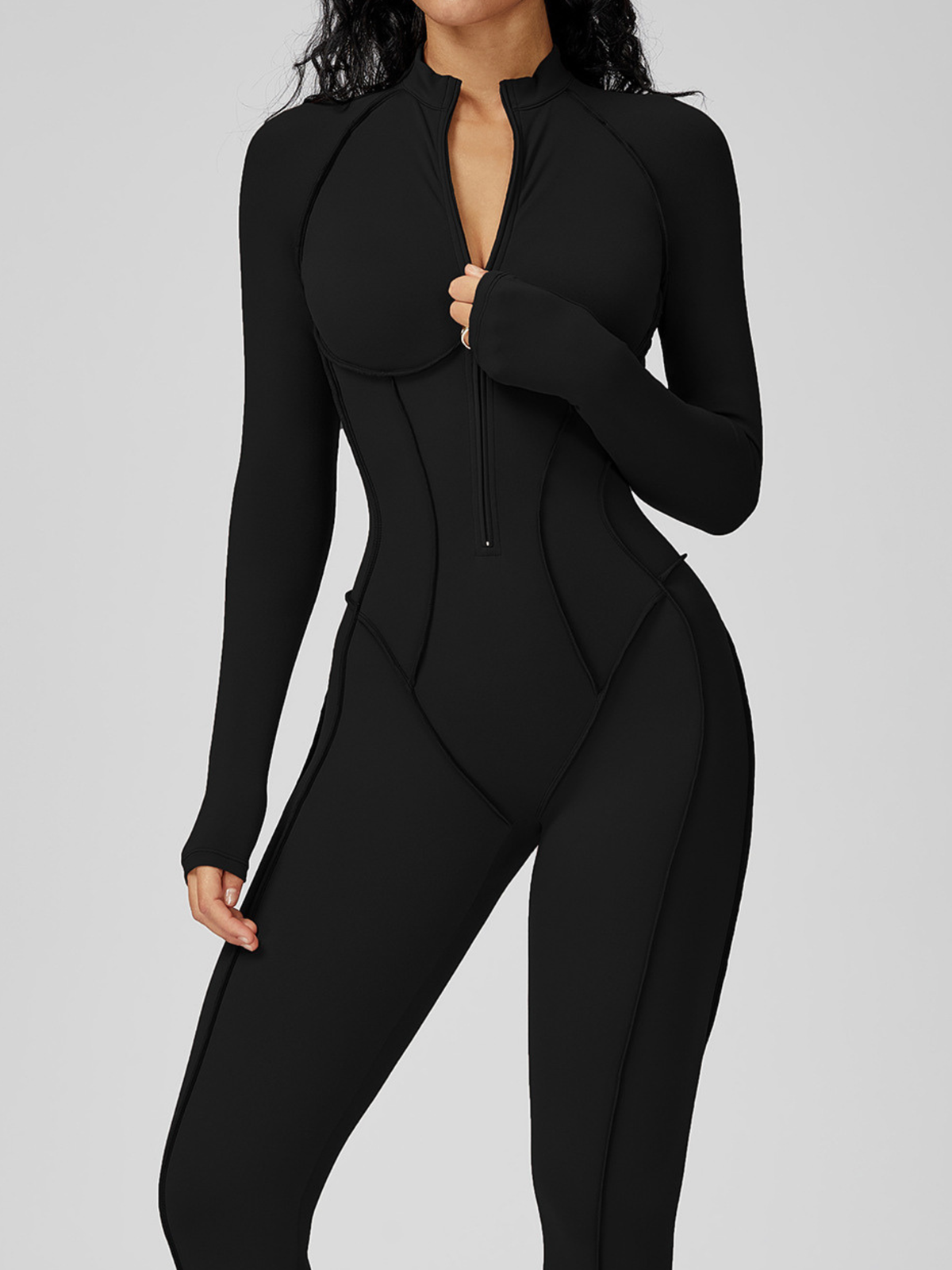 Sexy Zipper Stitch Performance Jumpsuit