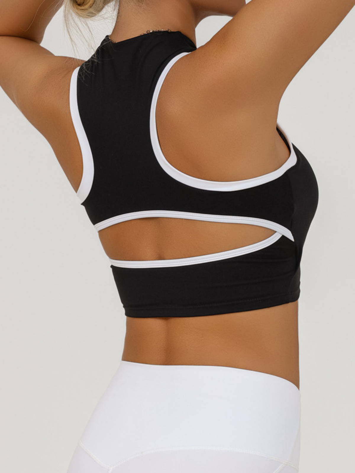Sexy Contrast Color Hollow Out Solid Color Backless Quick Dry Tank