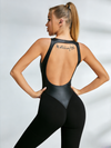 Sexy Faux Leather Backless Jumpsuit