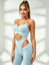 Half-Zip Cutout Compression Jumpsuit