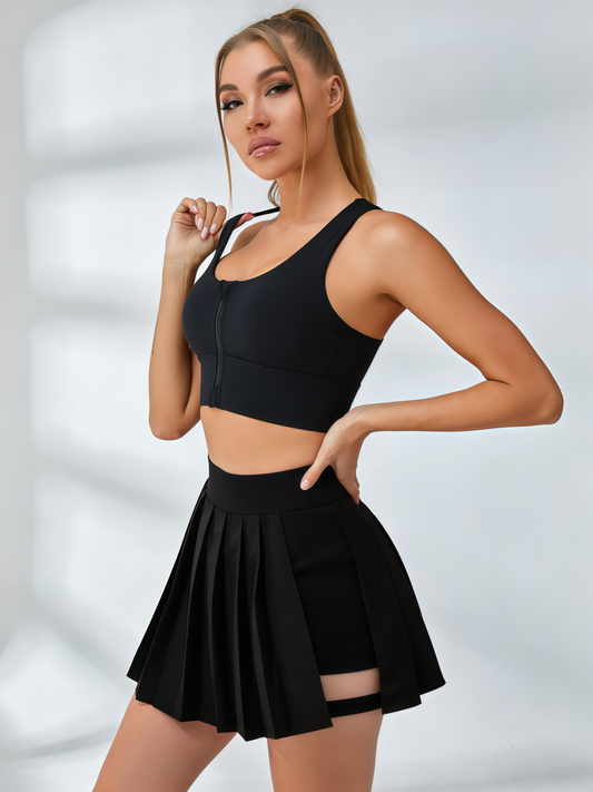 Cross Back 2 In 1 Pleated Skirt Short Suit