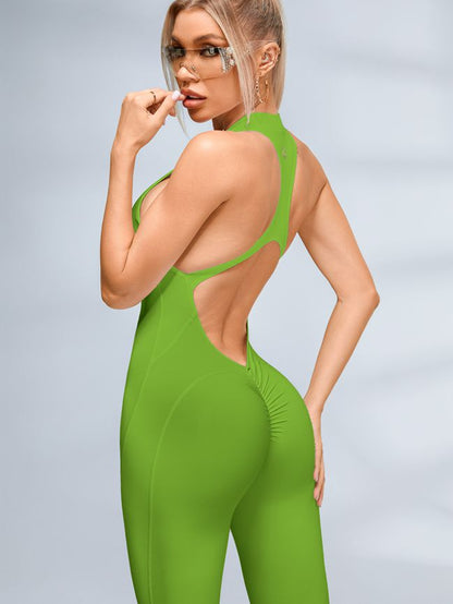 Zipper Backless Scrunch Bum Jumpsuit