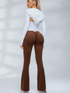 ZASUWA Female Deep V Back Scrunch Bum Flare Leggings