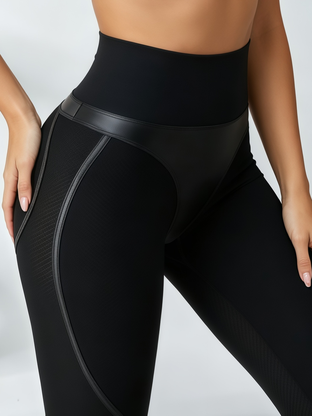 Cutout Racerback Crop Top & Mesh-Panel Leggings Set