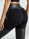 Crisscross Halter Crop Top & Buckle-Accent Faux Leather Leggings Set
