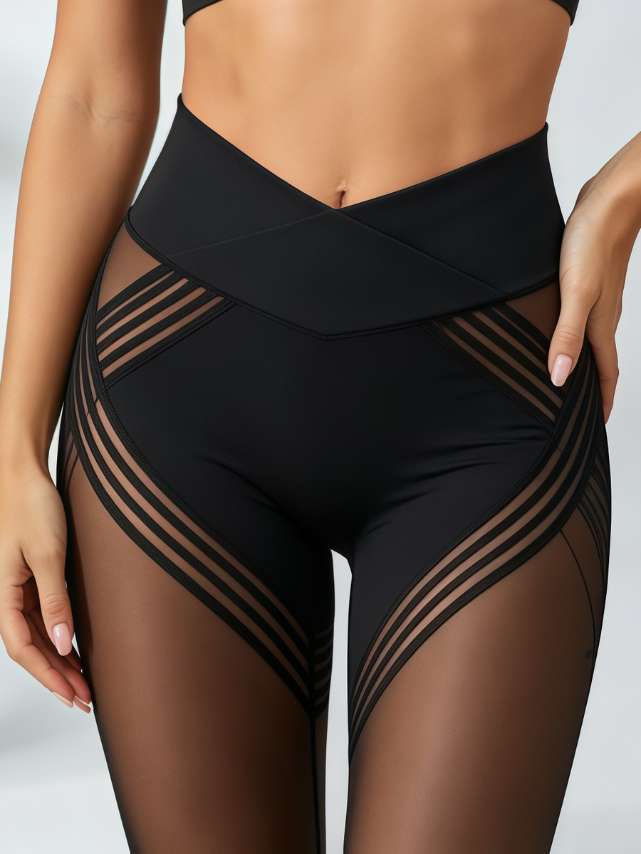 Mesh-Panel Black Workout Set