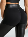 Wrap Faux-Leather Crop Top & Corset Waist Leggings Set
