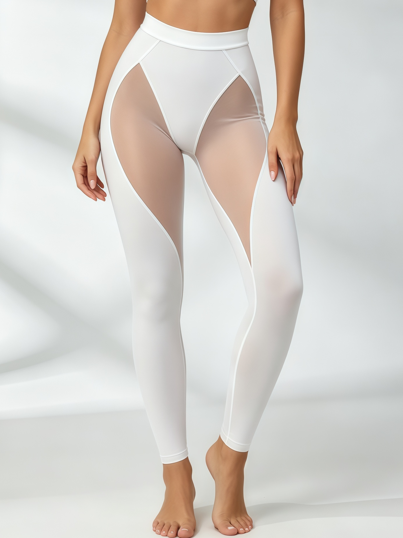Keyhole-Cutout Cropped Top & Mesh-Panel Leggings Set