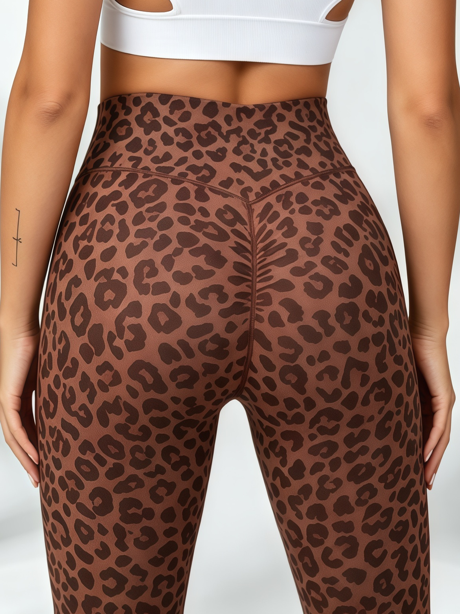 Cutout Sports Bra & Brown Leopard Print High-Waisted Legging Set