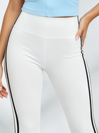 Zip-Front Cropped Tank & White Black Stripe High-Waisted Flare Legging Set