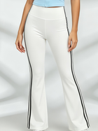 Zip-Front Cropped Tank & White Black Stripe High-Waisted Flare Legging Set