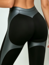 Contrast Panel Sports Bra & V-Waist Leggings Set