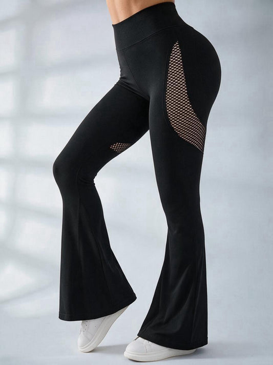 High Waist Breathable Mesh Workout Flare Leggings
