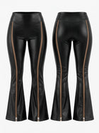 Slim Fit High Rise Faux Leather Flare Leggings