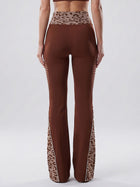 Women's Leopard Print High-Waisted Flare Leggings with Cutouts