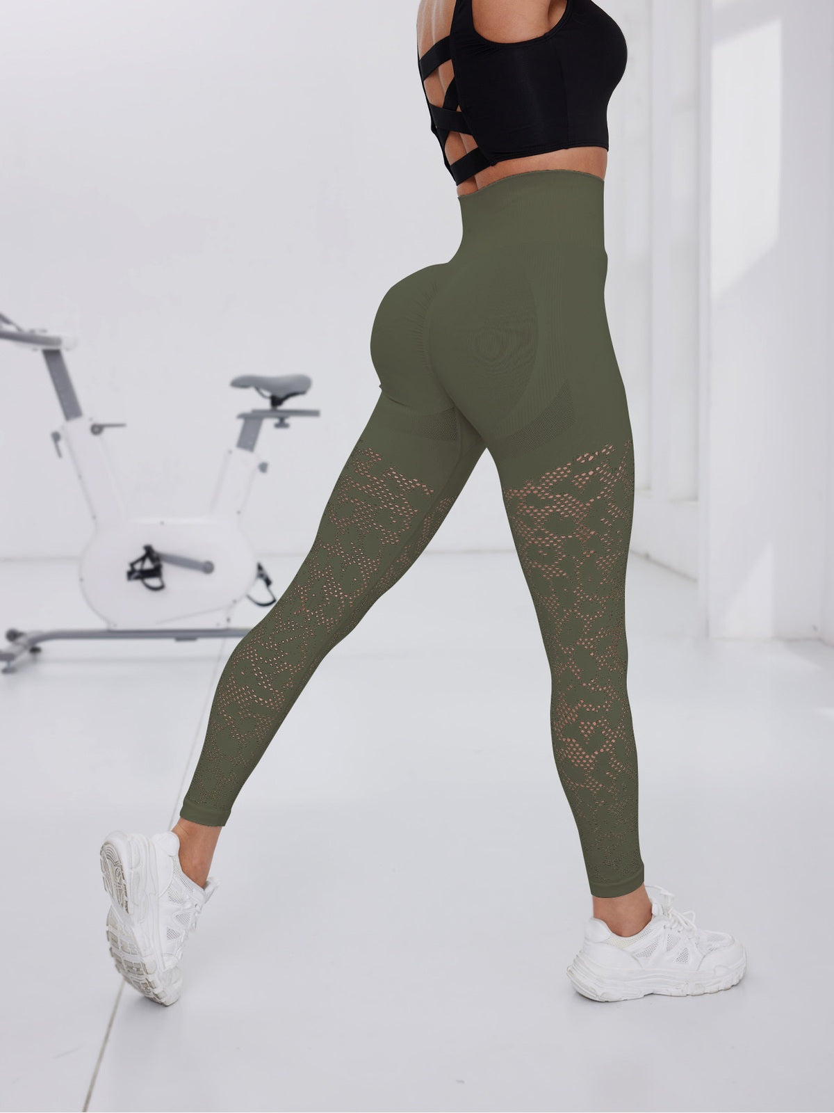 Seamless High-Waist Sculpting Leggings with Perforated Detail