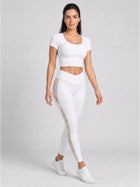 High-Waist Lace Panel Active Leggings