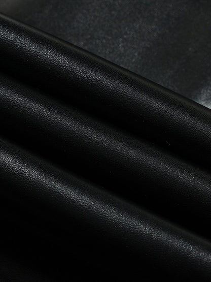 High-Waist Liquid Leather Front Zip Slim Fit Pants