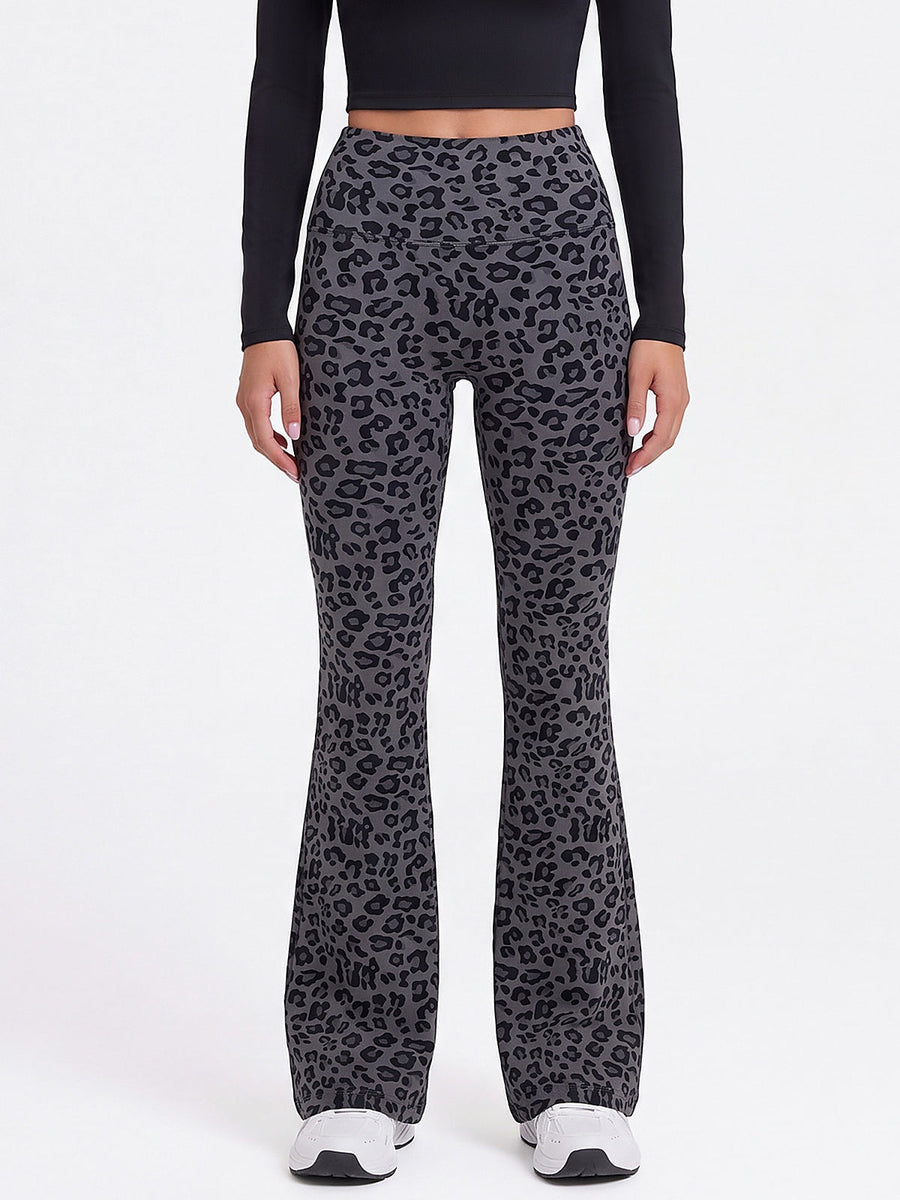 Leopard Print High-Waisted Flare Leggings