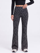 Leopard Print High-Waisted Flare Leggings