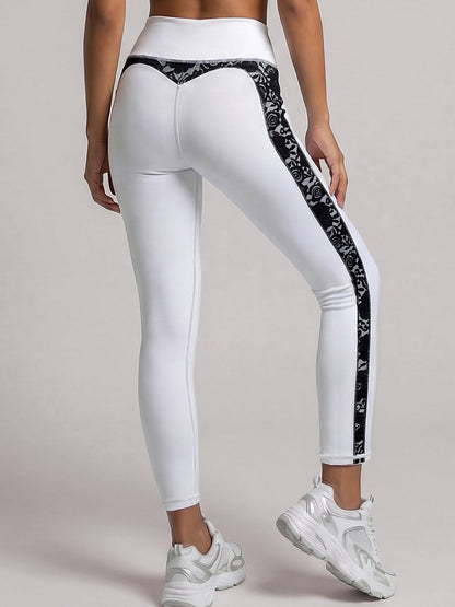 High-Waist Lace-Panel Sculpting Leggings
