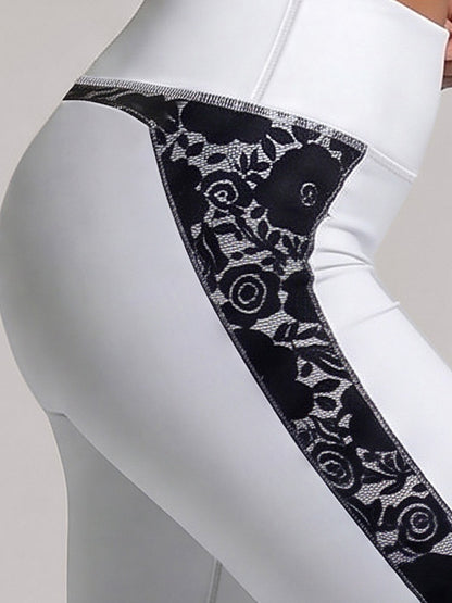 High-Waist Lace-Panel Sculpting Leggings
