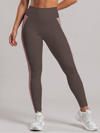High-Waist Lace-Panel Sculpting Leggings