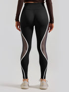High-Waist Mesh Panel Active Leggings with Contrast Trim