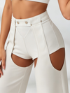 Cross-Back Sports Bra & Layered Cutout Pants Set