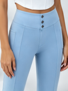 Corset‑Stitch Crop Top & Button‑Detail Pocketed Flare Leggings Set