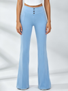 Corset‑Stitch Crop Top & Button‑Detail Pocketed Flare Leggings Set
