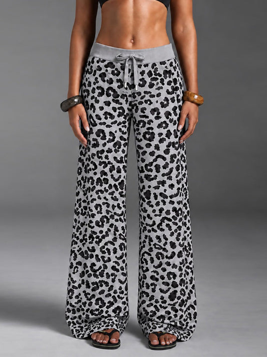 Women's Leopard Print Wide Leg Yoga Pants