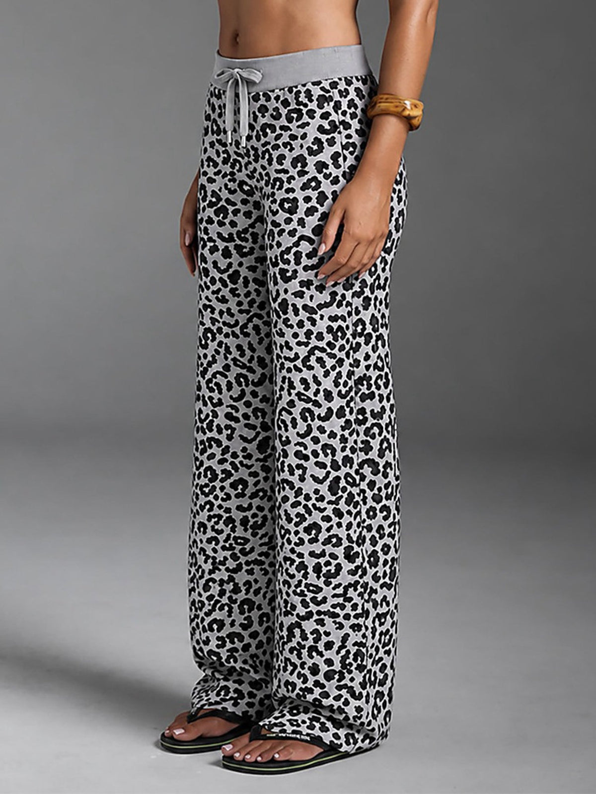 Women's Leopard Print Wide Leg Yoga Pants