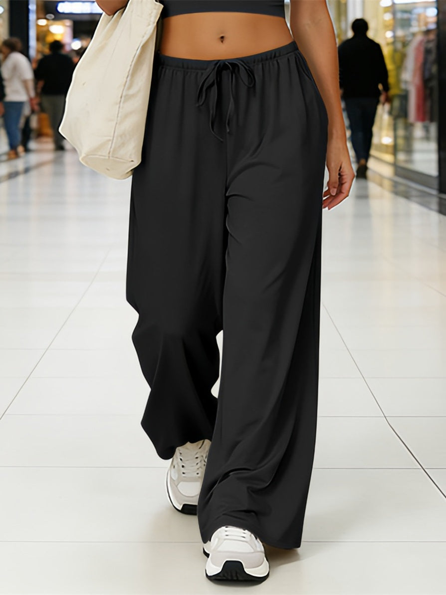 Women's Relaxed Wide-Leg Drawstring Casual Pants