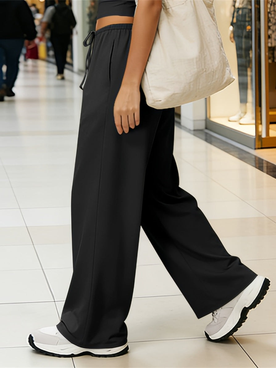 Women's Relaxed Wide-Leg Drawstring Casual Pants