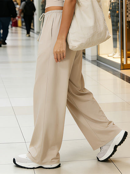 Women's Relaxed Wide-Leg Drawstring Casual Pants