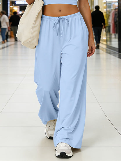 Women's Relaxed Wide-Leg Drawstring Casual Pants