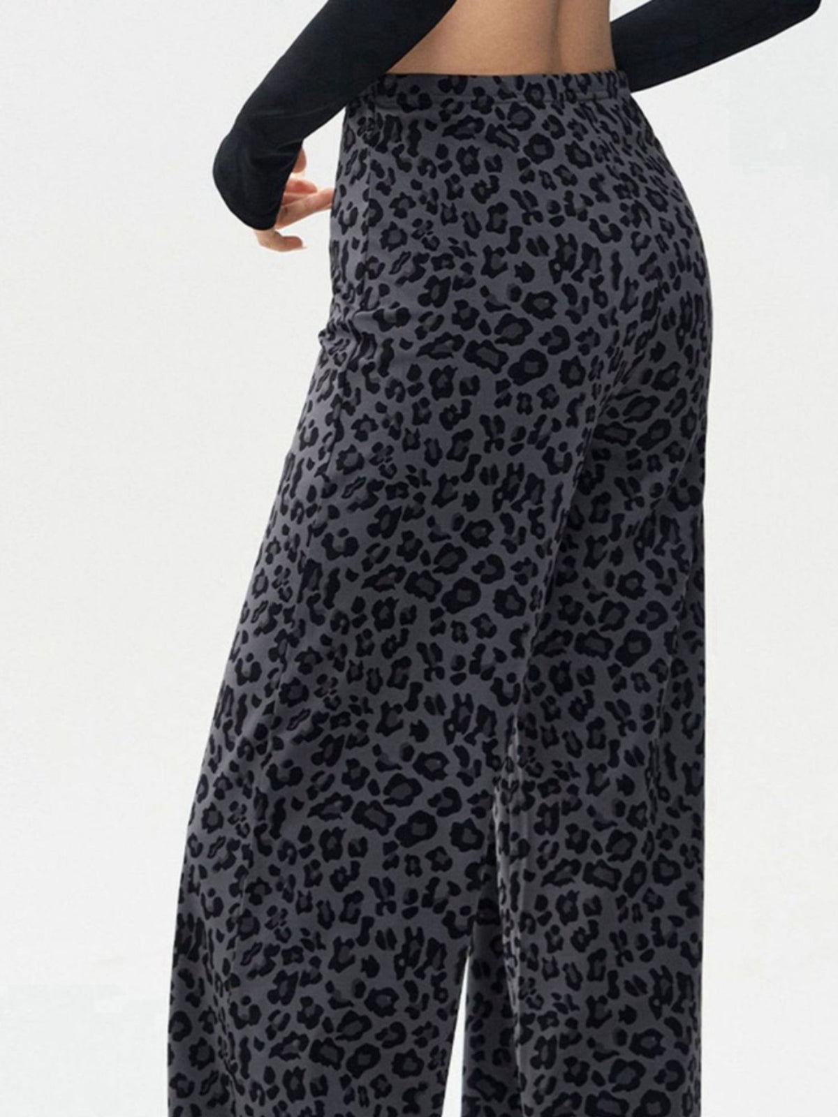 Leopard Print High-Waist Wide-Leg Pants