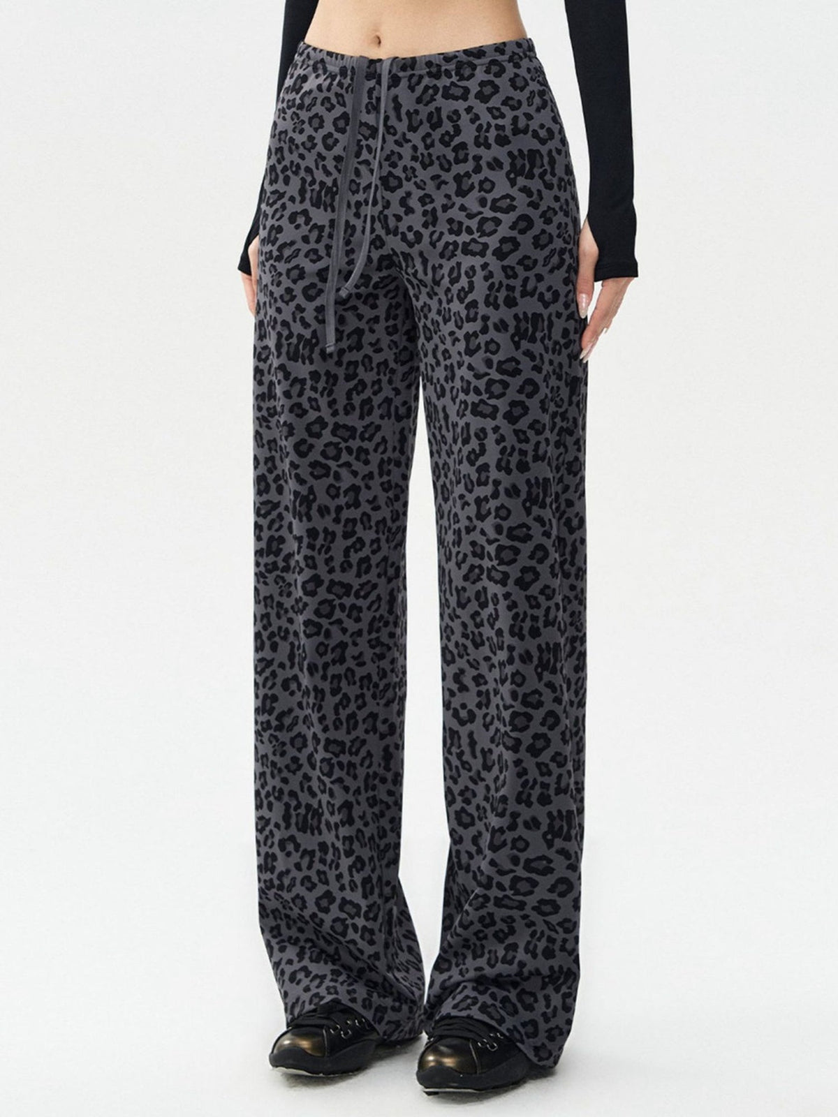 Leopard Print High-Waist Wide-Leg Pants