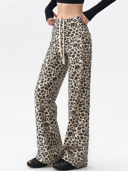 Leopard Print High-Waist Wide-Leg Pants