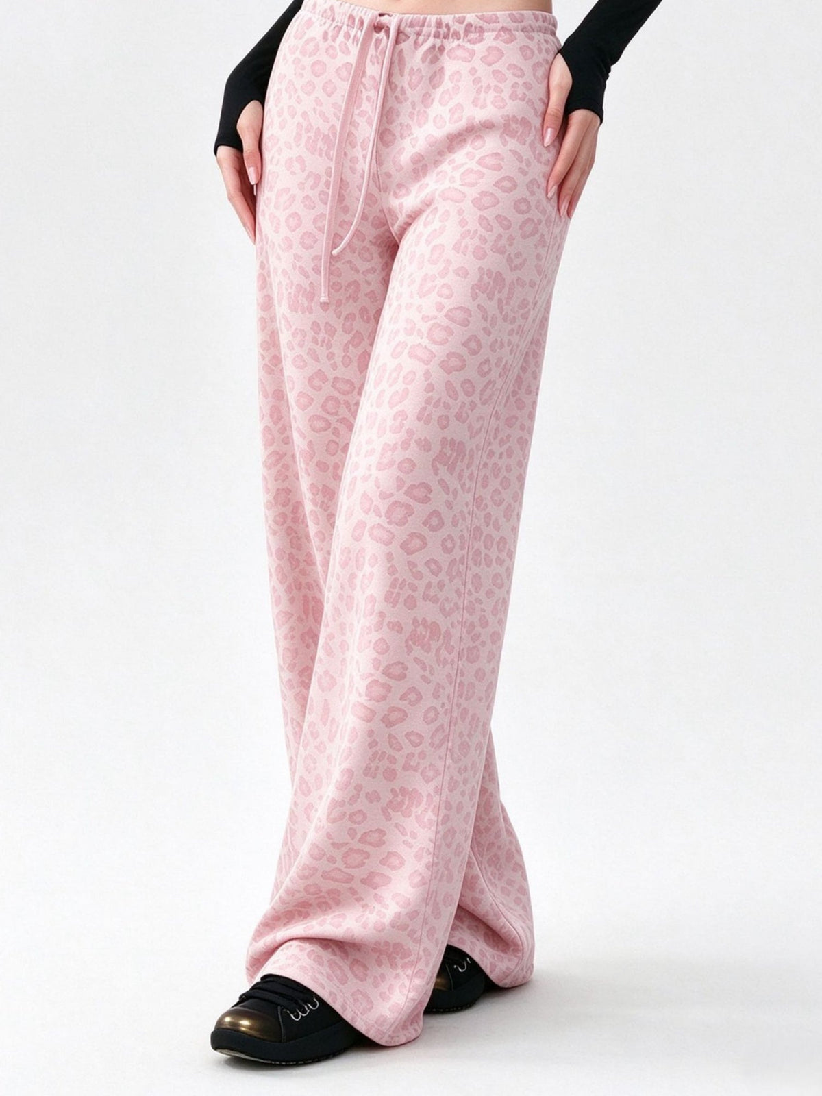 Leopard Print High-Waist Wide-Leg Pants