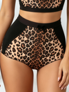 Leopard‑Print Corset Bustier & High‑Waisted Contrast‑Panel Shorts Set