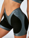 Color Block Spliced Sports Bra & High Waist Shorts Set