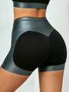 Color Block Spliced Sports Bra & High Waist Shorts Set