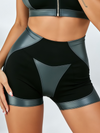 Zip Collar Color Block Crop Top & Workout Shorts Set