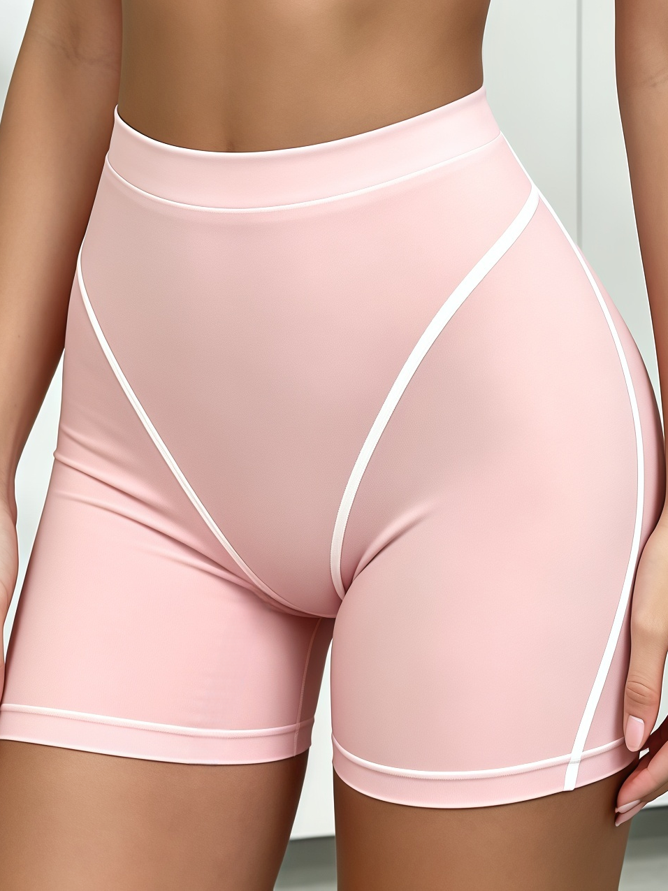 White Contour Racerback Butt Lifting Pink Shorts Set