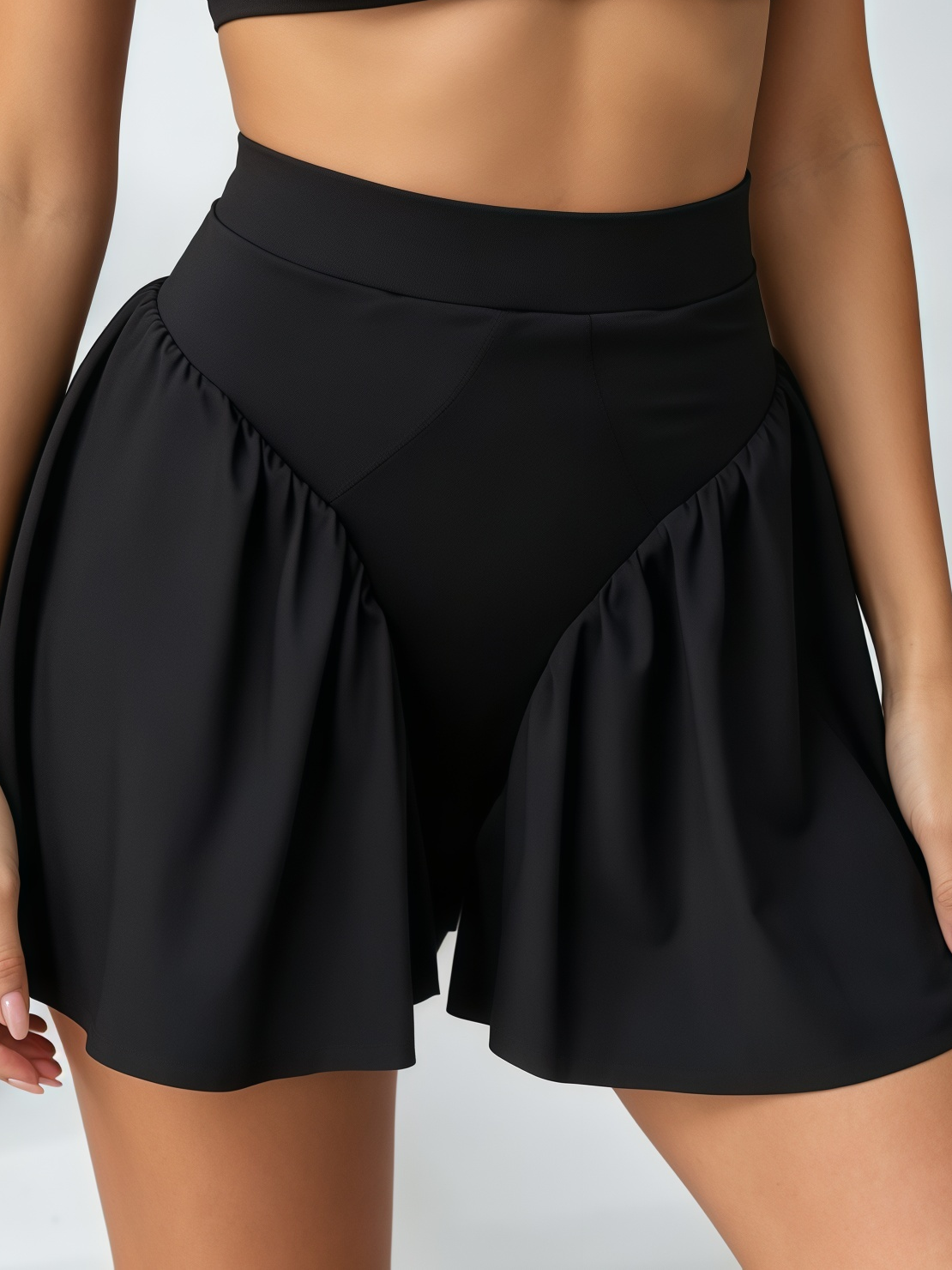 Strapless Tube Top & High‑Waisted Flowy Skort Set