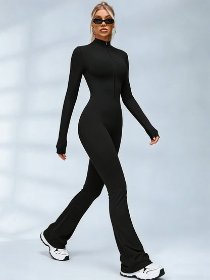 Zipper Flare Jumpsuit