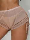 ZASUWA Female Sexy Sheer Mesh Drawstring Quick-dry Shorts